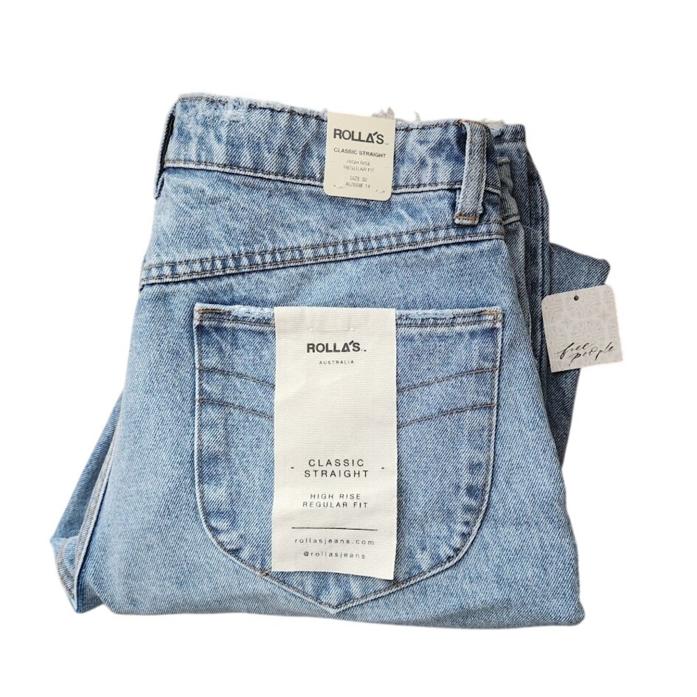 ROLLA'S Rollas Classic Straight Jeans 90's Light wash blue NEW size 32